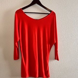 Vince Scoop Neck Red Orange Viscose Top Size Small